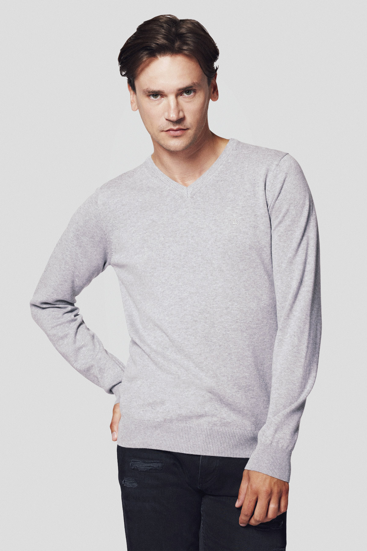 Lancerto Sweter Szary z Bawełną w Serek Lenny