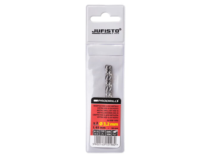 Wiertło do metalu HSS-G 3,2 x 65 mm (2 szt.) JUFISTO