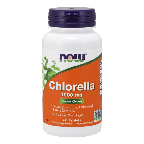 Now Foods suplement diety Chlorella, rozerwane ściany komórkowe, 1000mg, 60 tabl./1 opak.