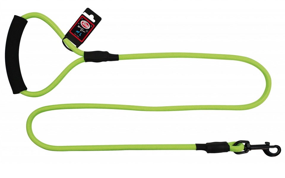 PET NOVA Smycz nylonowa z uchwytem sznur 120 cm / 1 cm jasna zielona