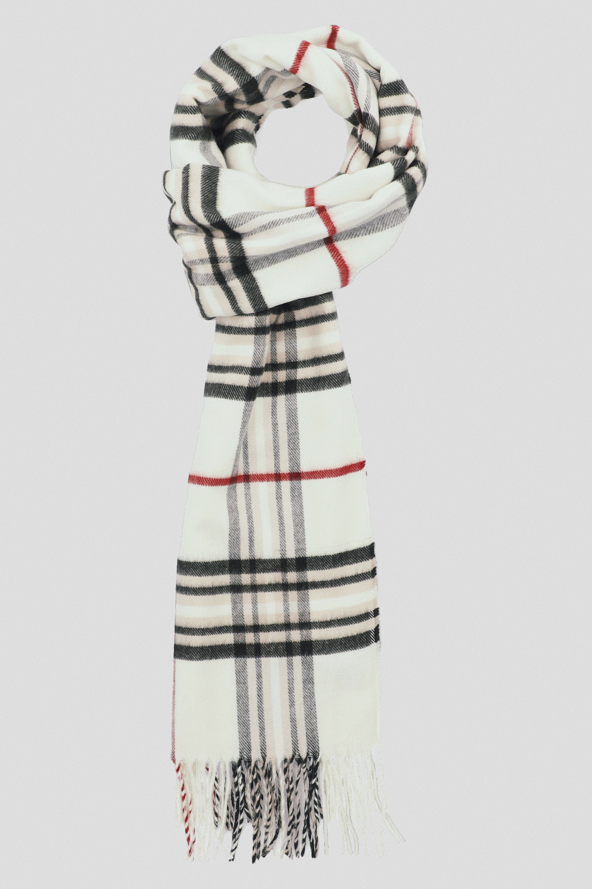 Lancerto Szal Biały w Kratę Tartan Unisex