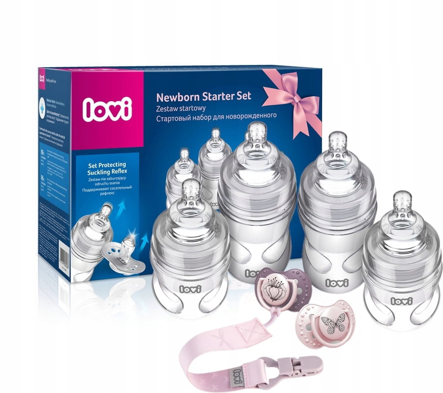 LOVI zestaw startowy butelki smoczki botanic GIRL BABY SHOWER
