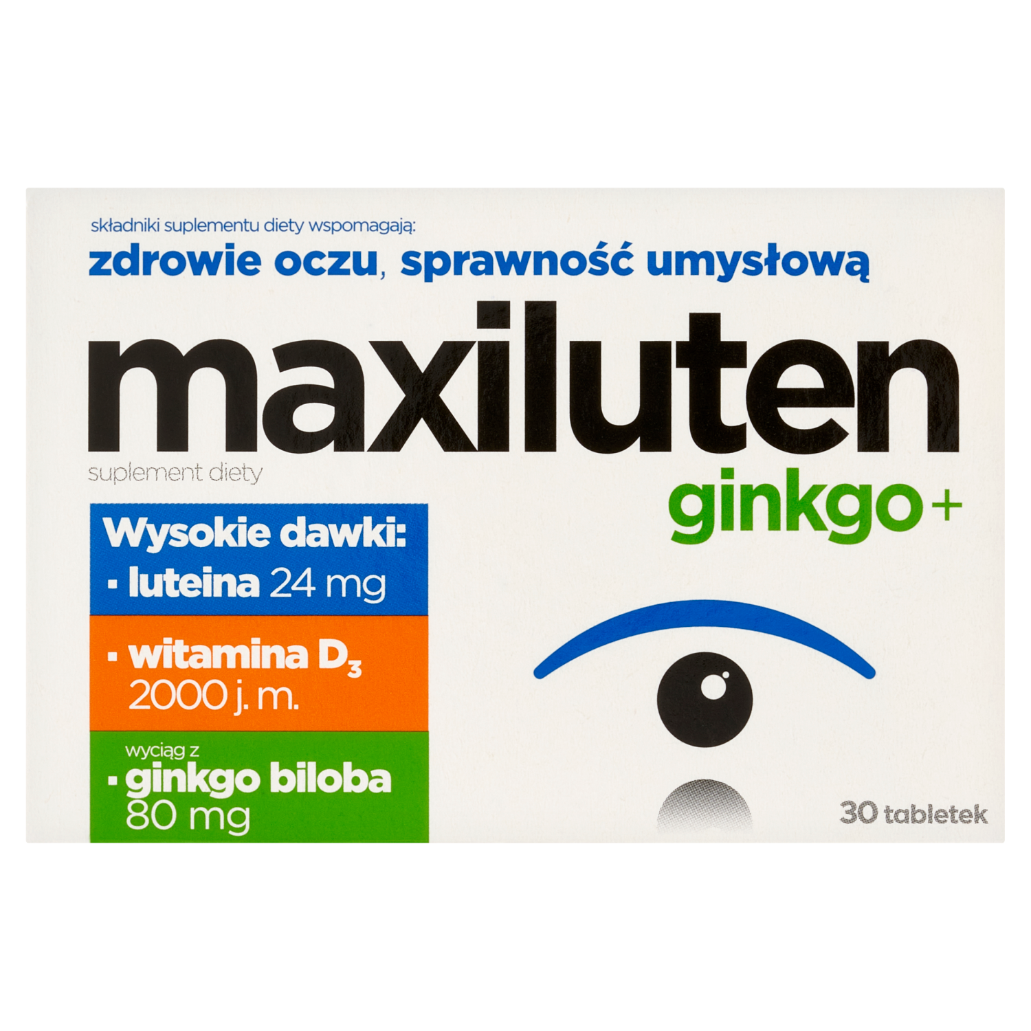 Maxiluten Ginko+ suplement diety, 30 tabl./1 opak.
