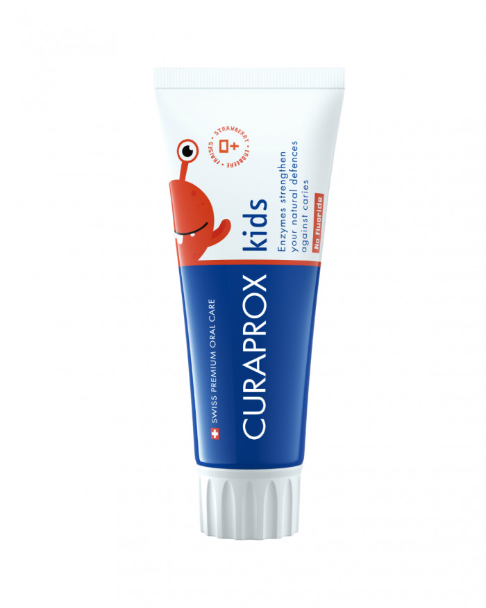 Curaprox Kids truskawkowa pasta bez fluoru do mycia zębów dla dzieci 0+, 60 ml