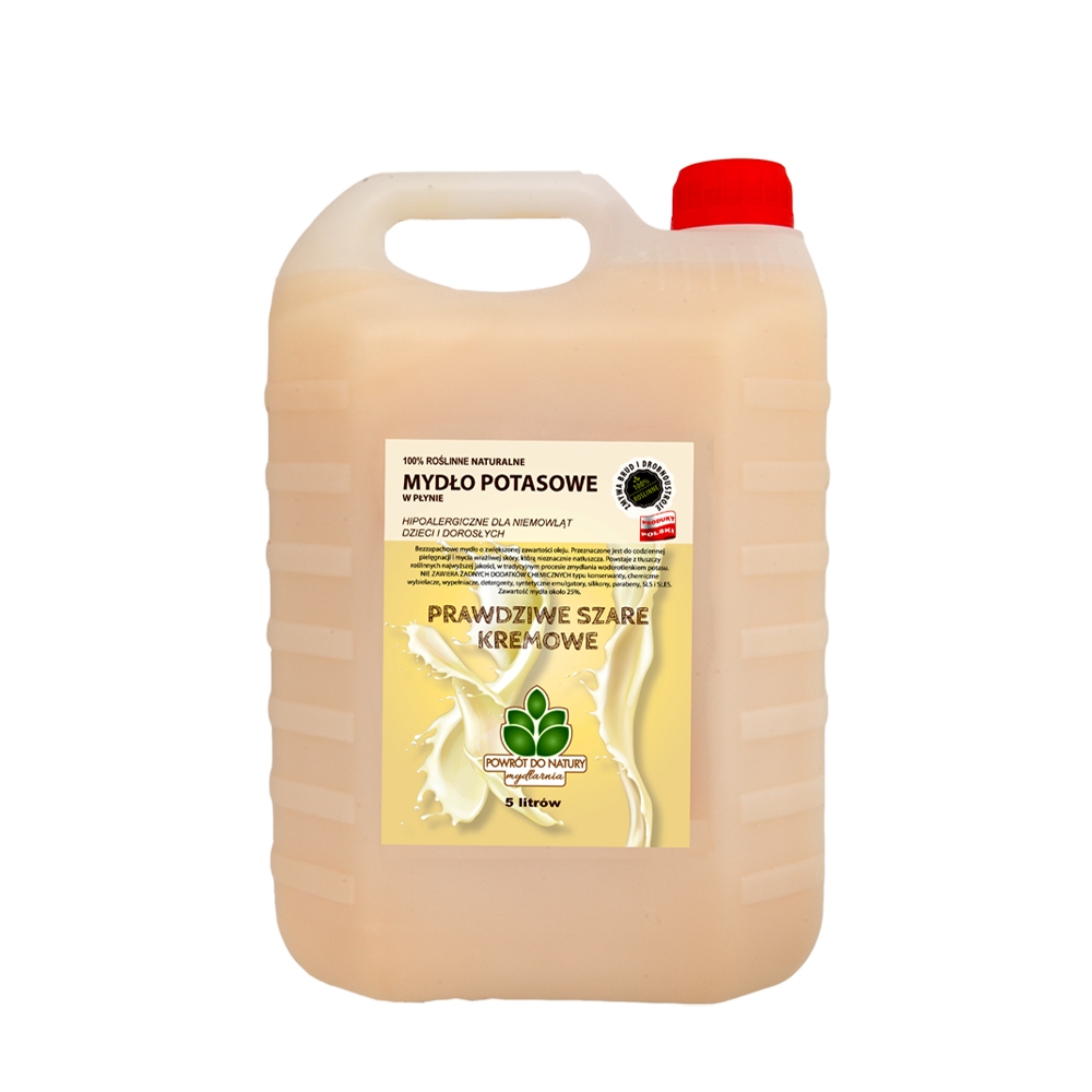 Powrót do natury Prawdziwe szare 100% roślinne naturalne mydło potasowe w płynie „prawdziwe szare” kremowe hipoalergiczne, 5 l