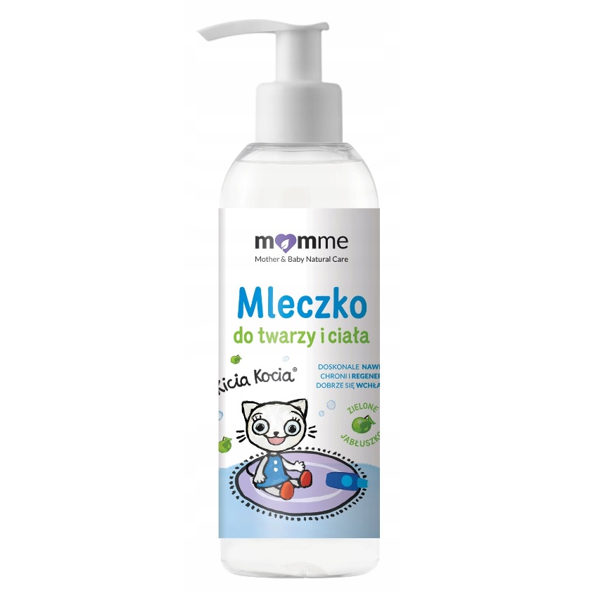 MomMe Kicia Kocia mleczko do twarzy i ciała Zielone Jabłuszko, 150 ml