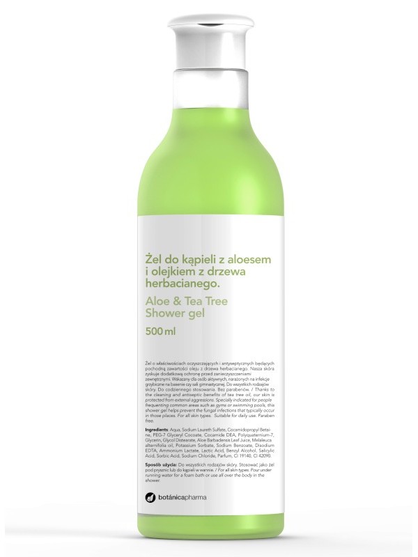 Botanicapharma Aloe & Tea Tree żel do kąpieli z aloesem i olejkiem z drzewa herbacianego, 500 ml