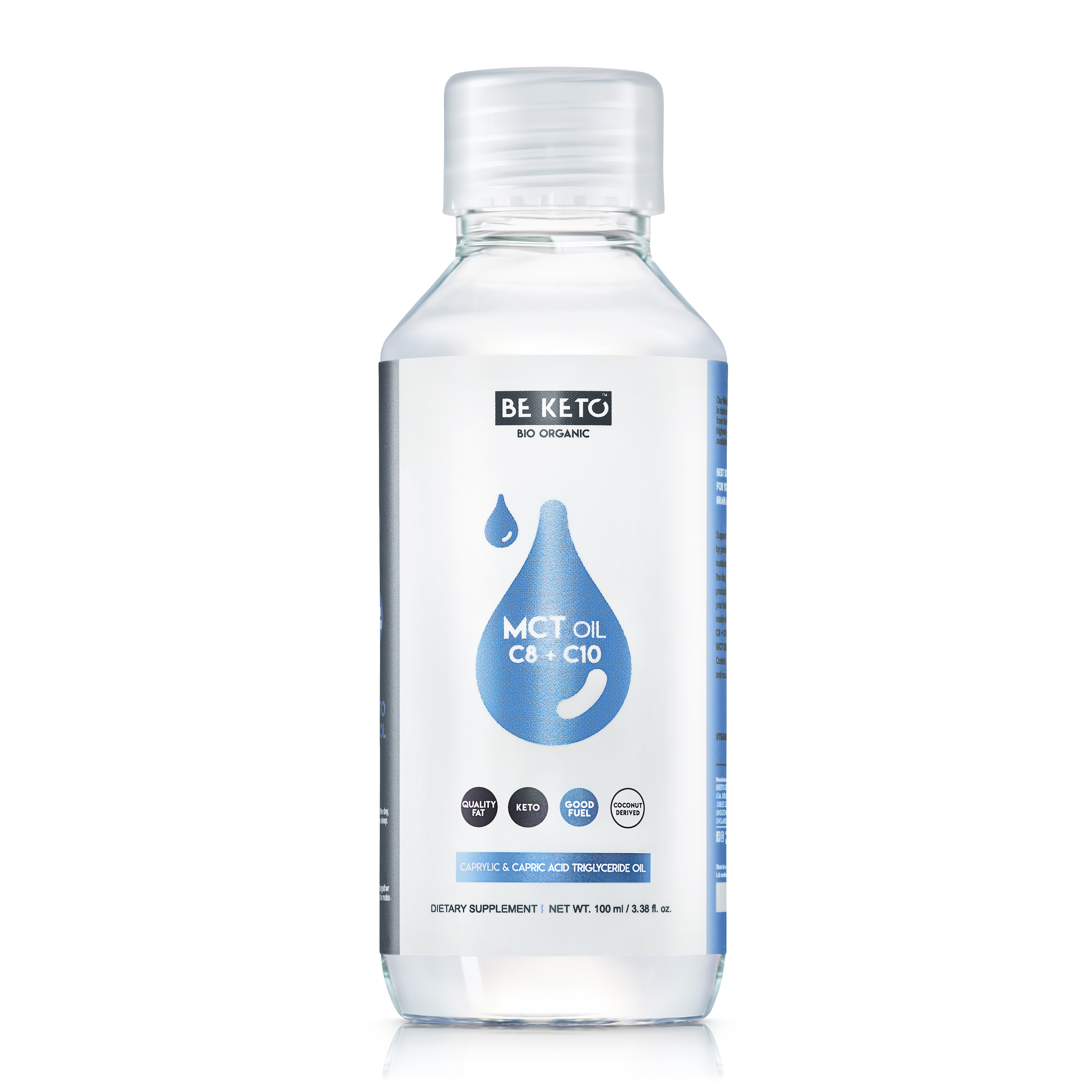 Be Keto płynny olej MCT C8+C10 z kokosa, 100 ml