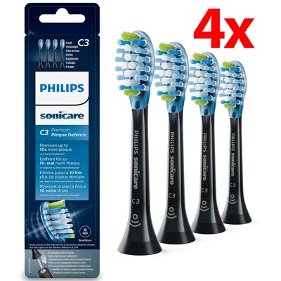 Oryginalne końcówki Philips Sonicare C3 HX9044/33 Średnio miękkie włókna (4 szt. zapas na rok) (Zaawansowane usuwanie płytki bakteryjnej)