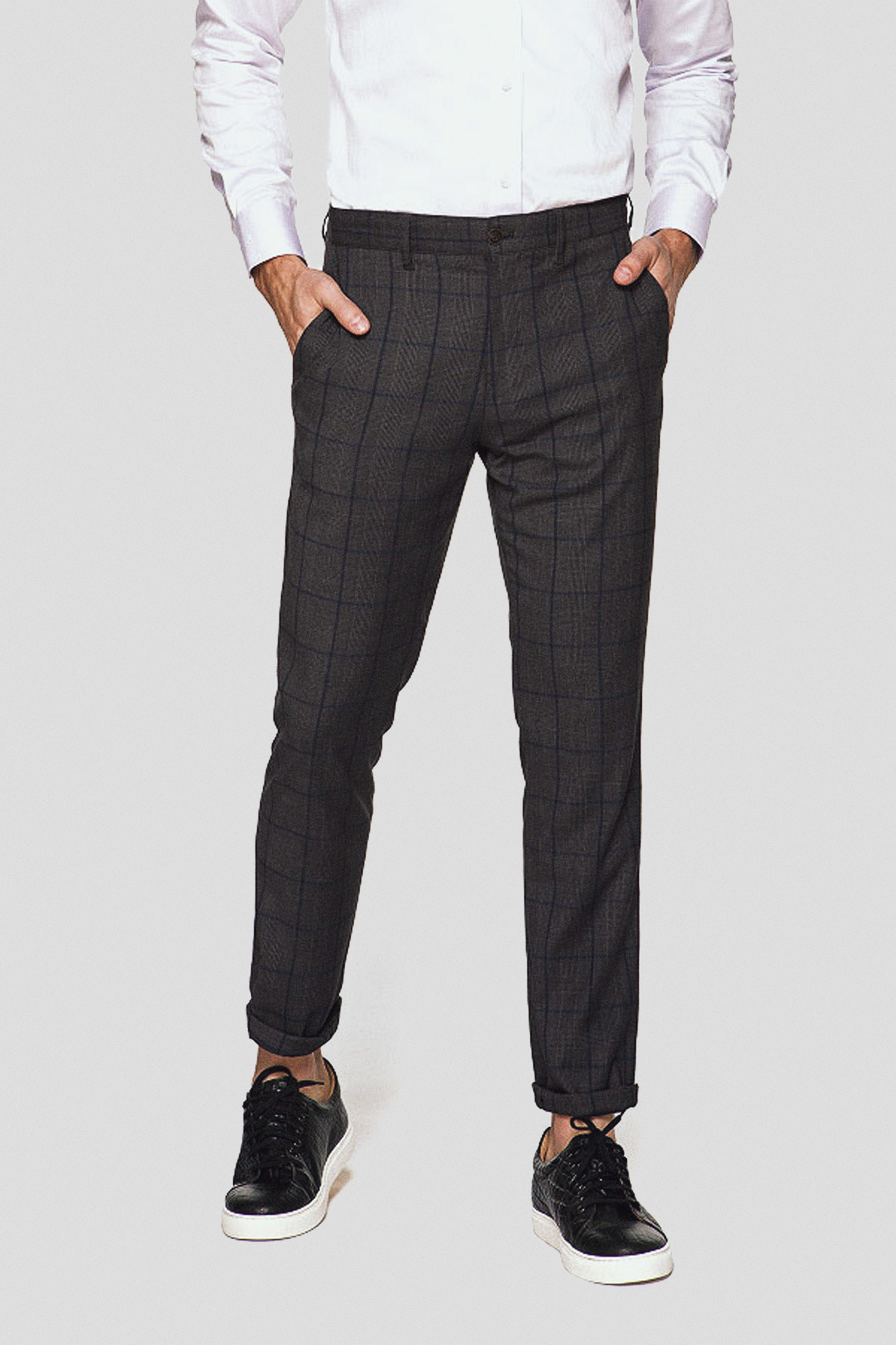 Lancerto Spodnie w Kratę Grafitowe George