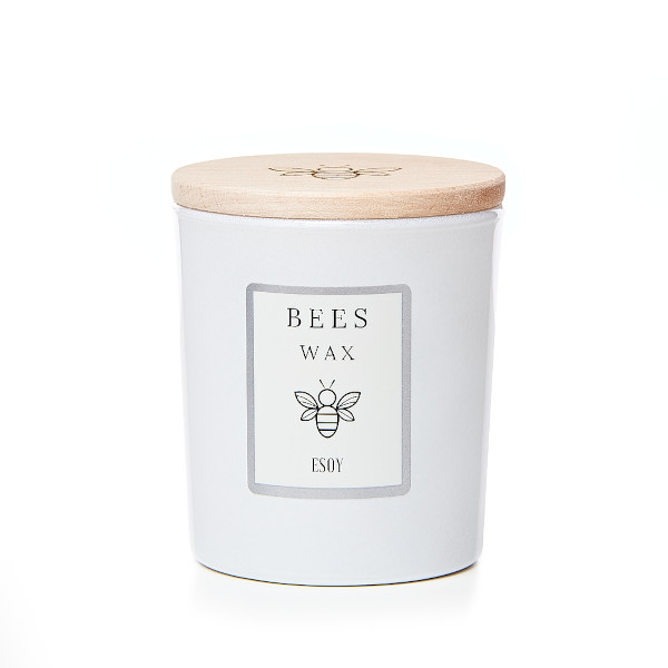Esoy świeca z wosku pszczelego w białym szkle, 120 g