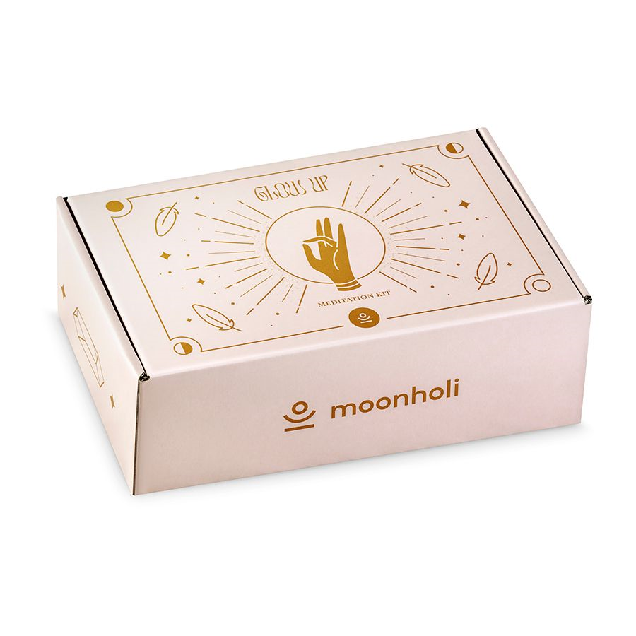 Moonholi Glow Up zestaw do rytuałów: palo santo, 1 opak. + szałwia, 1 opak. + kamień kwarc różowy, 1 szt. + mgiełka zapachowa, 30 ml