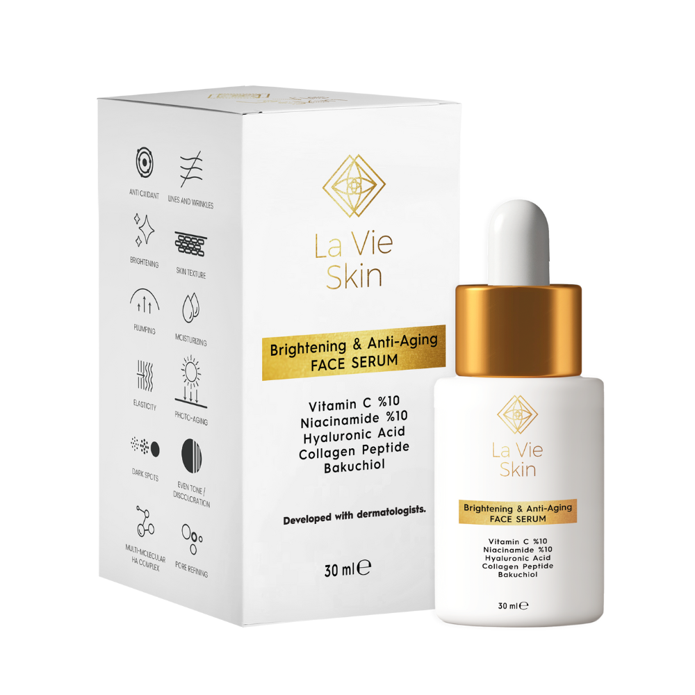 La Vie Skin Brightening & Anti-Aging serum do twarzy z witaminą C, kwasem hialuronowym, kolagenem i niacynamidem, 30 ml