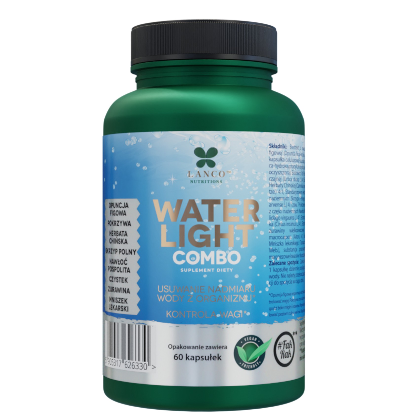 Lanco Nutritions Water Light Combo suplement diety na usuwanie nadmiaru wody z organizmu, 60 kaps./1 opak.