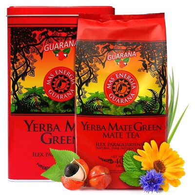 Yerba Mate MATE GREEN Mas Energia Guarana 400 g + Puszka