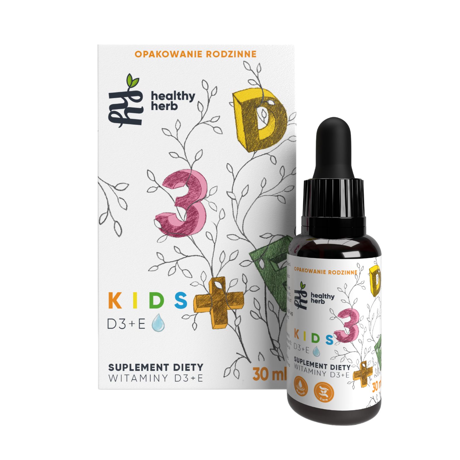 Healthy Herb KIDS witamina D3 + E dla dzieci w kroplach, 30 ml