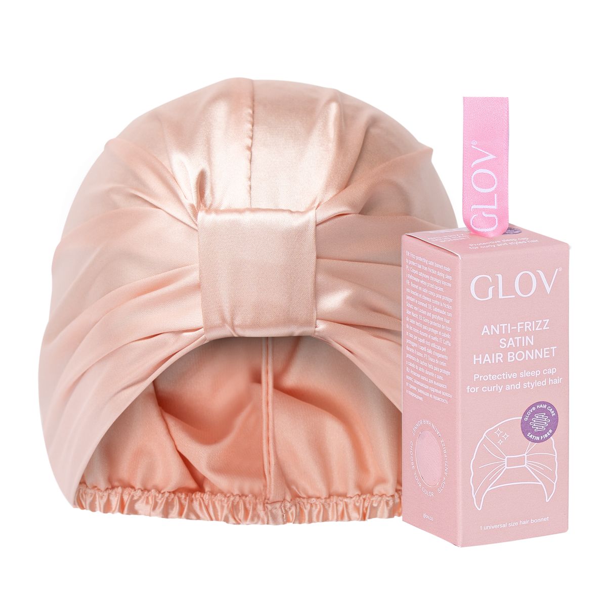 Glov satynowy turban do włosów na noc bonnet pink, 1 szt.