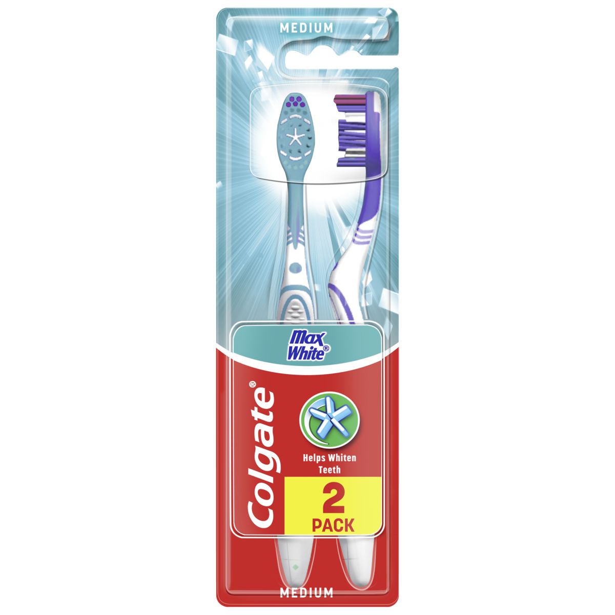 Colgate Max White szczoteczka do mycia zębów średnia, 2 szt./1 opak.