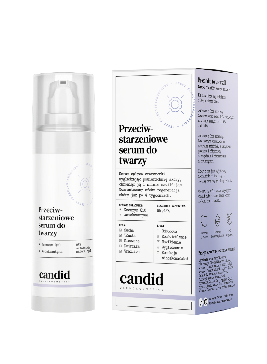 Candid przeciwstarzeniowe serum do twarzy koenzym q10 i astaksantyna, 30 ml