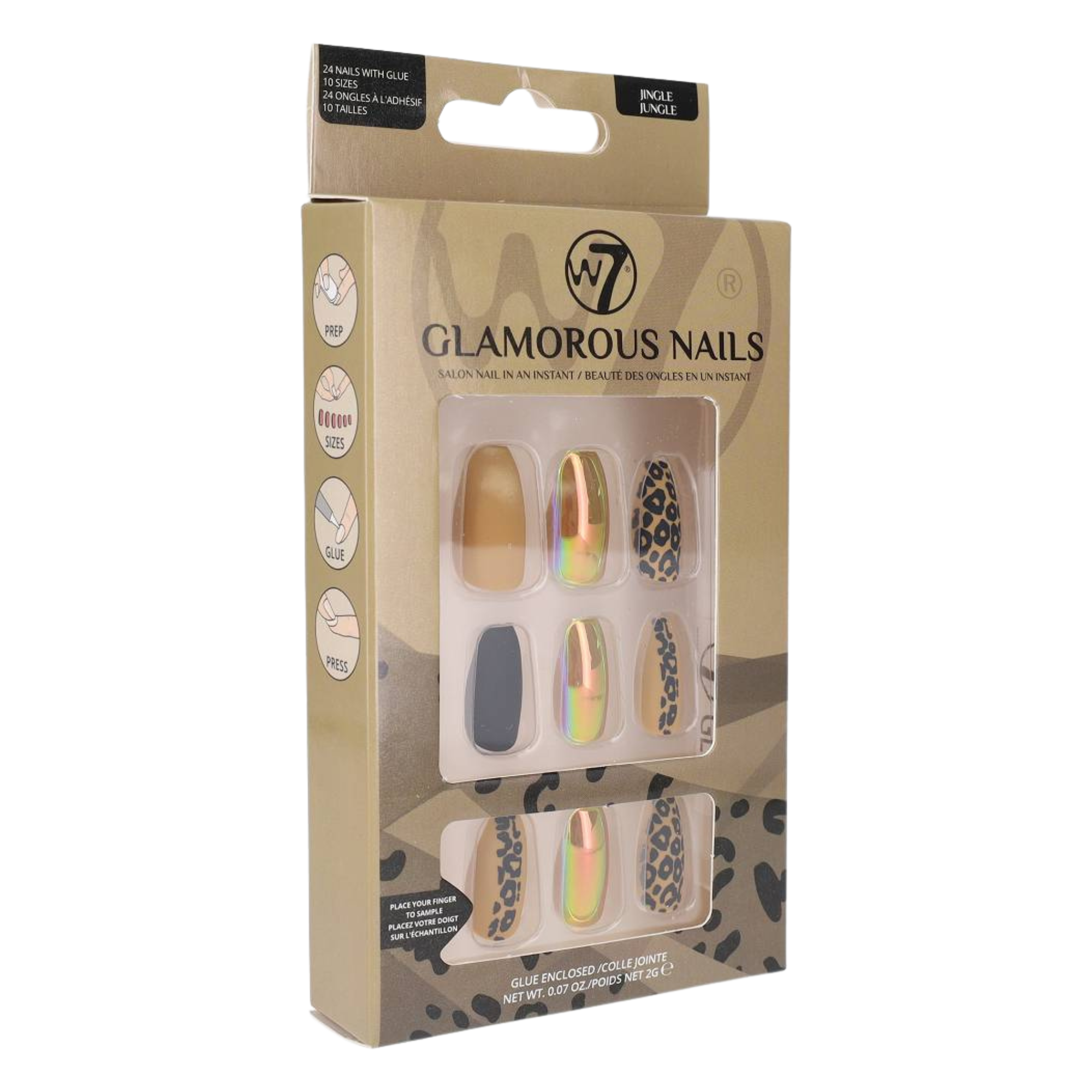 W7 Glamorous Nails sztuczne paznokcie Jungle Jungle, 24 szt./1 opak.