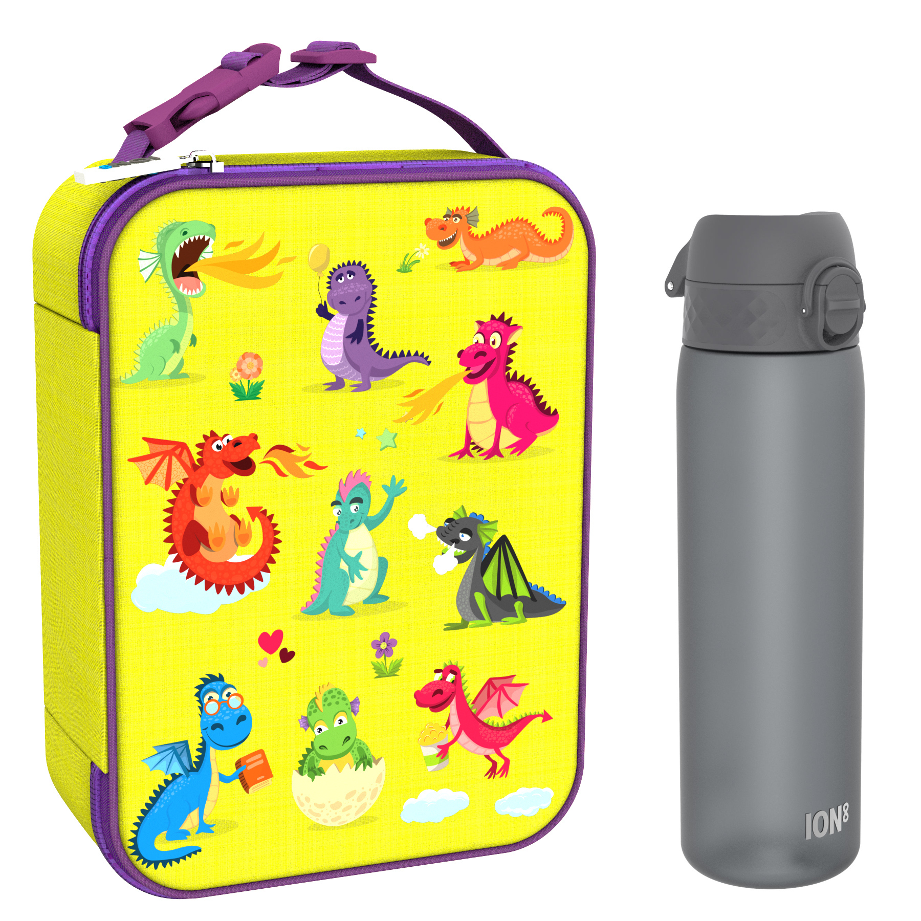 Ion8 zestaw: lunchbag Smoki, 1 szt. + bidon na wodę, poj. 0,6 l, 1 szt.