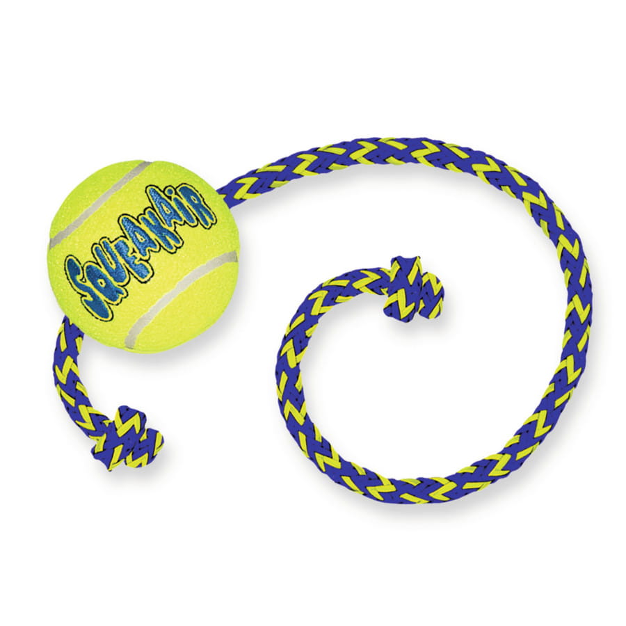 KONG® SqueakAir Ball with Rope zabawka dla psa