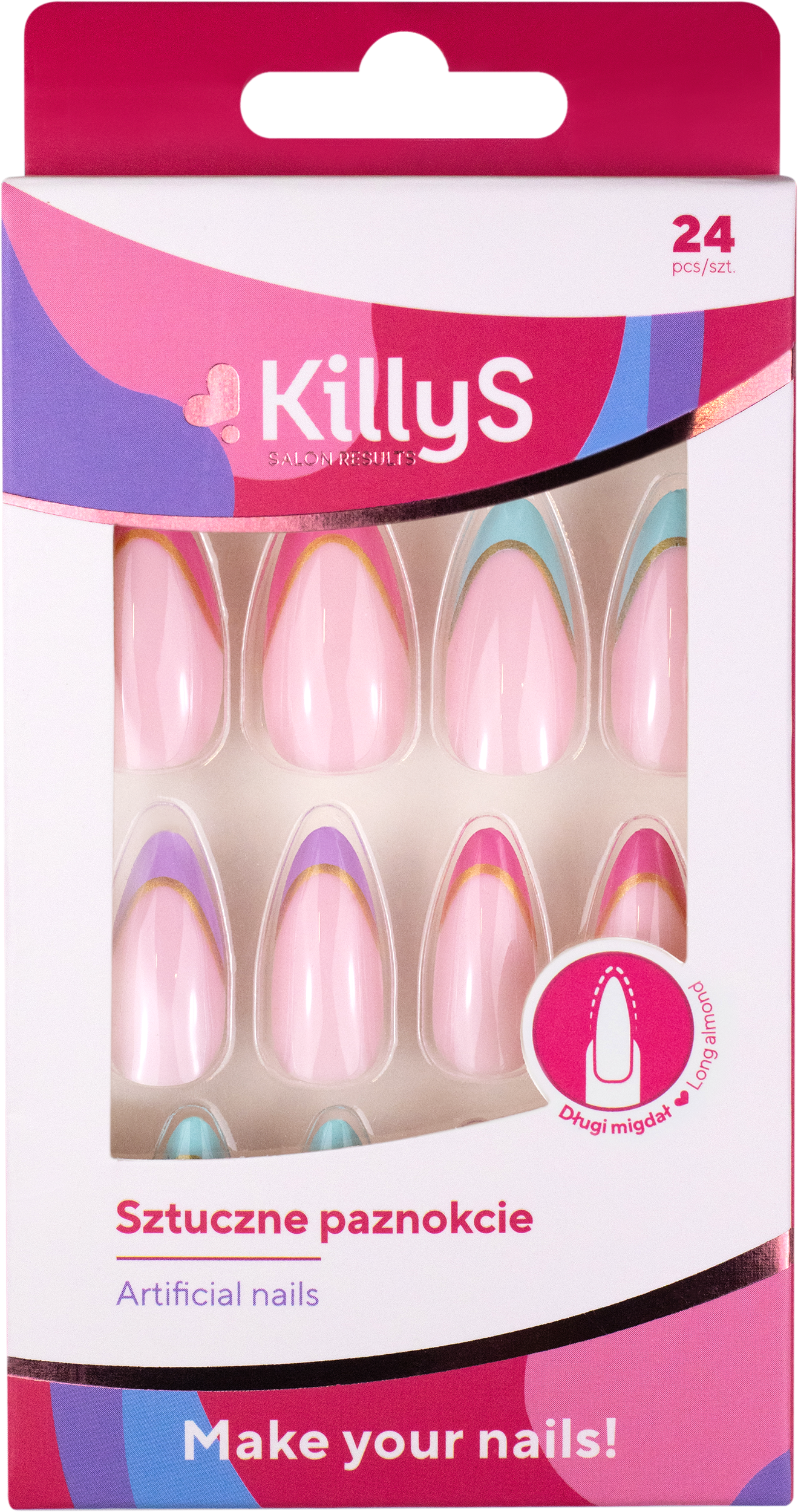 KillyS sztuczne paznokcie metaliczne french, 24 szt./1 opak.