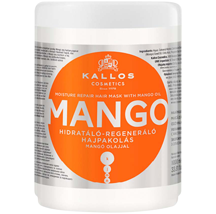 Kallos Olejek mango regenerująca maska do włosów, 1000 ml