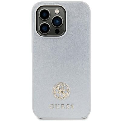 Etui GUESS Strass Metal Logo do Apple iPhone 15 Srebrny