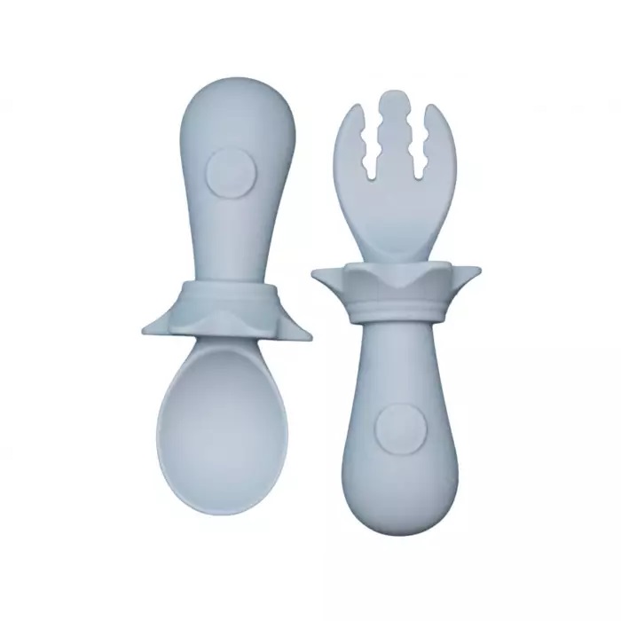 MyRoys zestaw: silikonowa łyżeczka, 1 szt. + widelczyk Niebieski, 1 szt.