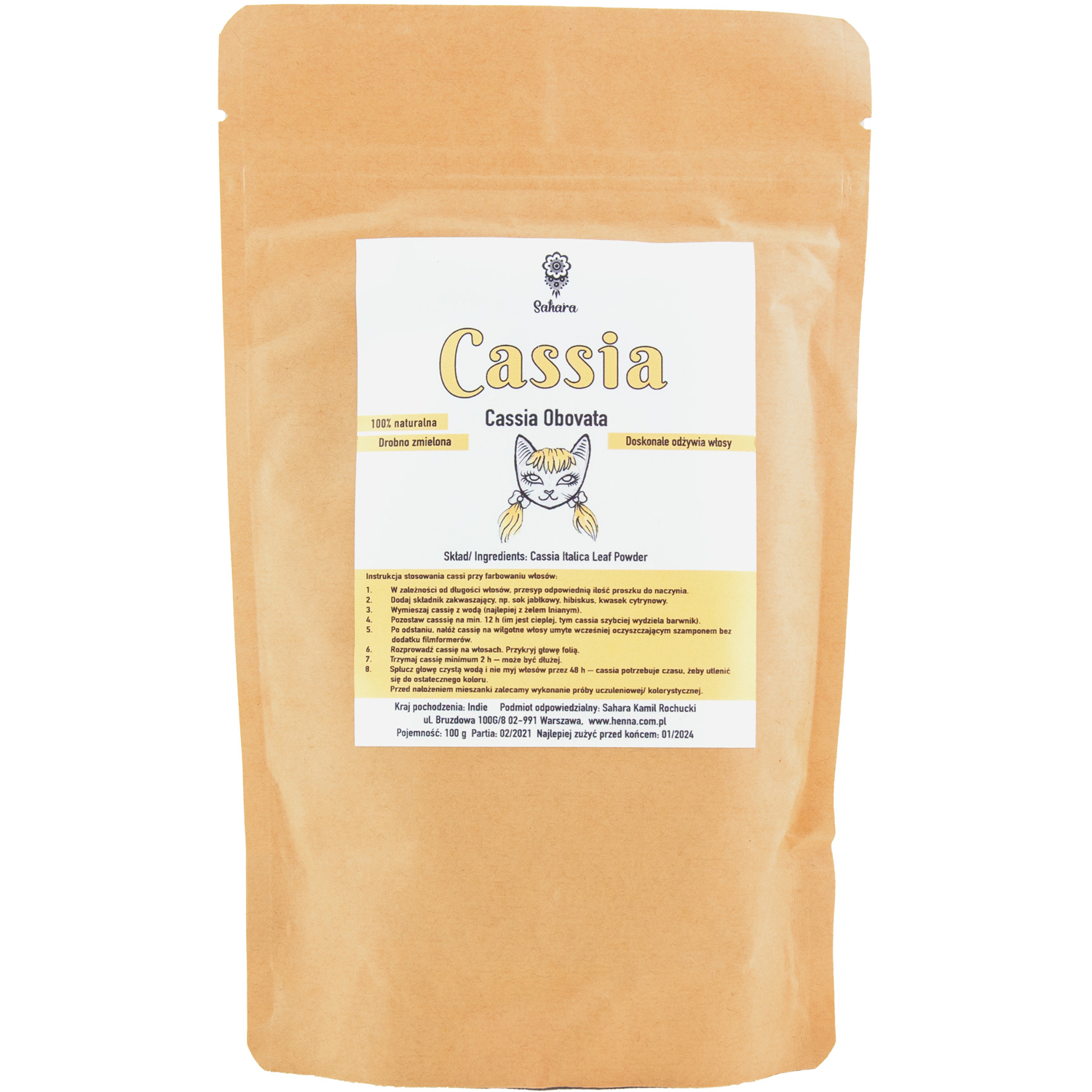 Sahara Cassia ziołowa farba do włosów, 100 g