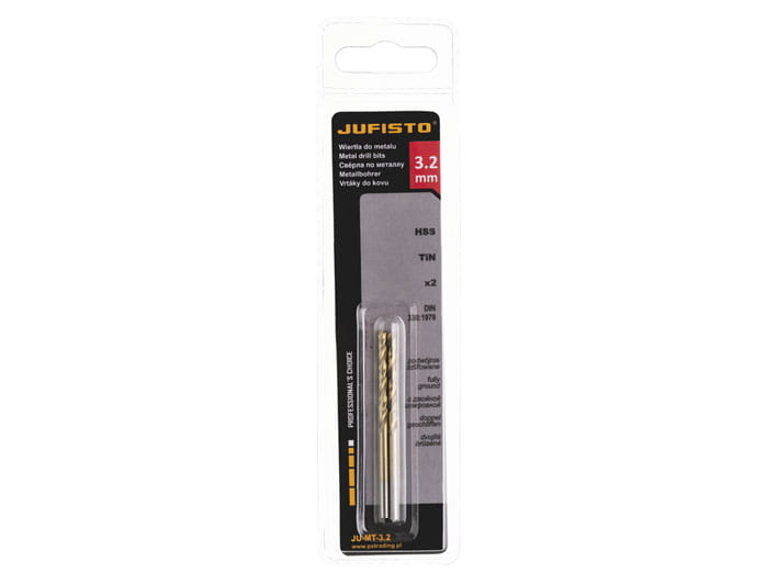 Wiertło do metalu HSS-G TIN 3,2 x 65 mm (2 szt.) JUFISTO