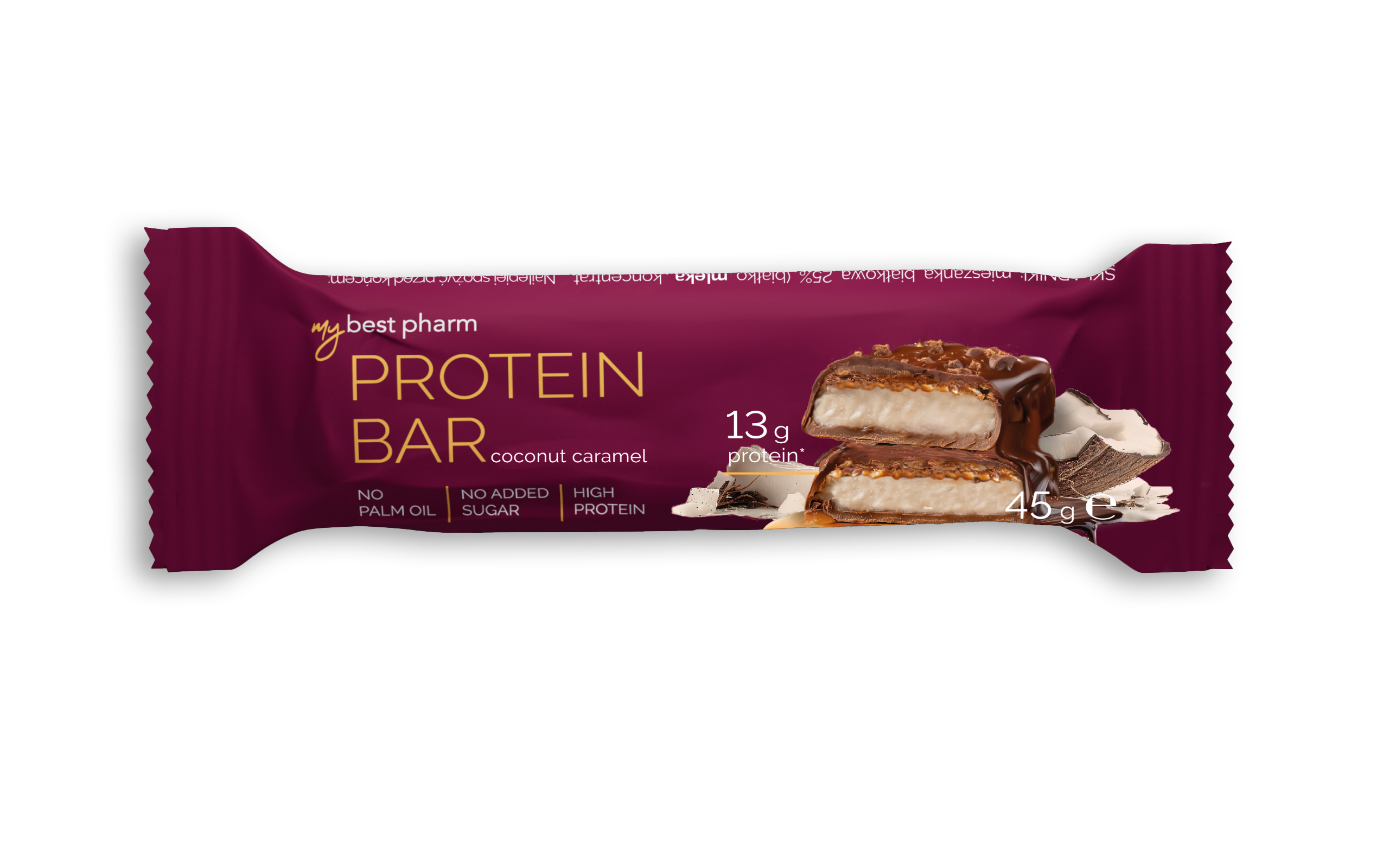 MyBestPharm MyBest Protein Bar Coconut Caramel baton proteinowy o smaku kokosowo-karmelowym, 12x45g