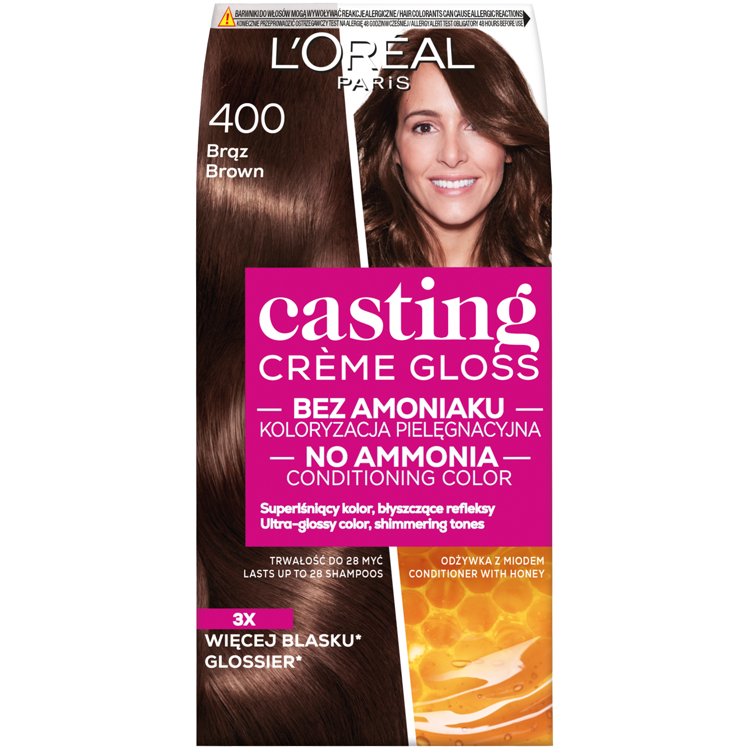L'Oréal Paris Casting Crème Gloss farba do włosów 400 brąz, 1 opak.