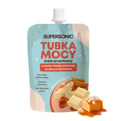 Krem orzechowy SUPERSONIC Tubka mocy Biała czekolada ze słonym karmelem (50 g)