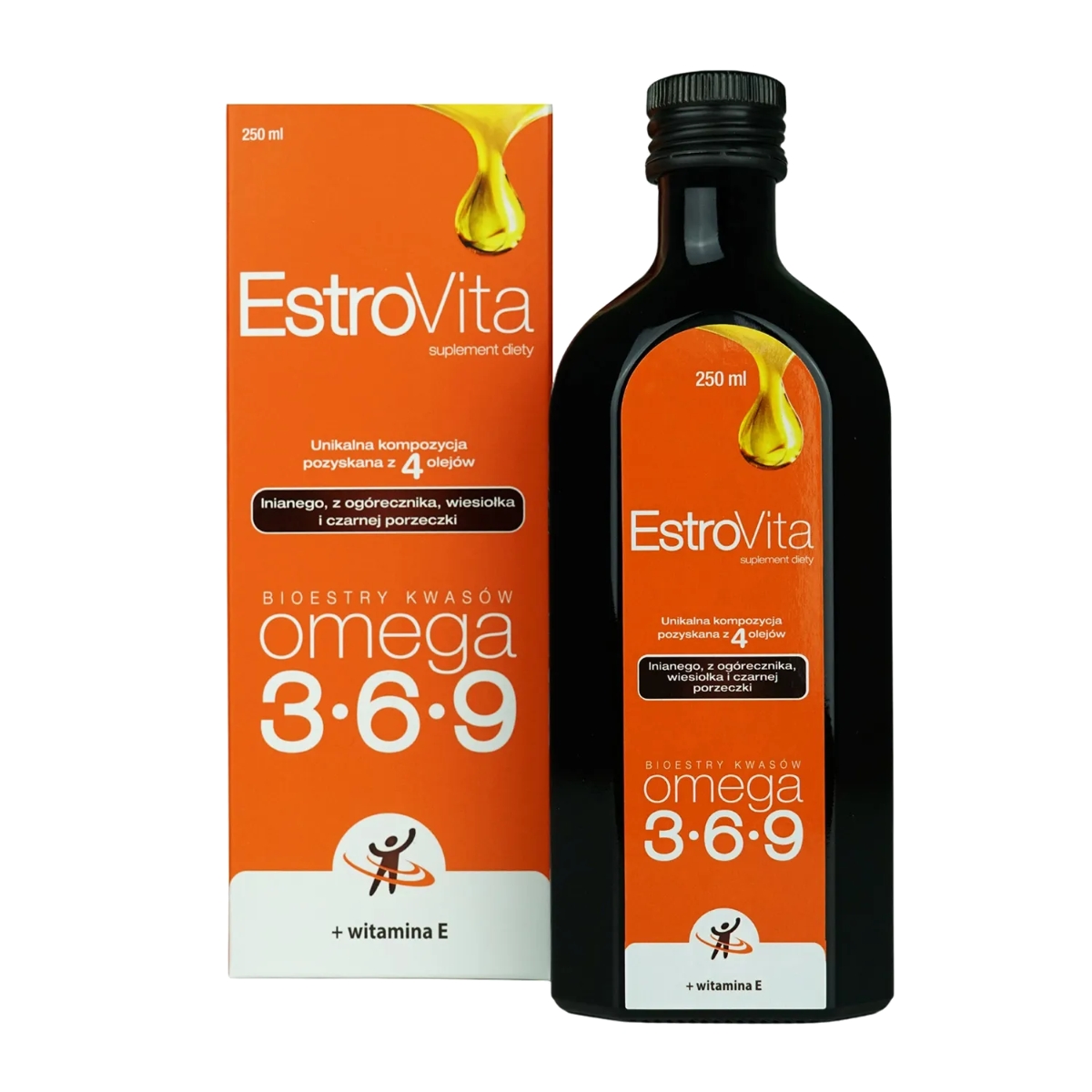 Estrovita suplement diety Omega 3-6-9 z witaminą E, 250 ml