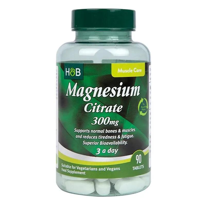 Holland & Barrett Magnesium Citrate suplement diety cytrynian magnezu, 300mg, 90 tabl./1 opak.