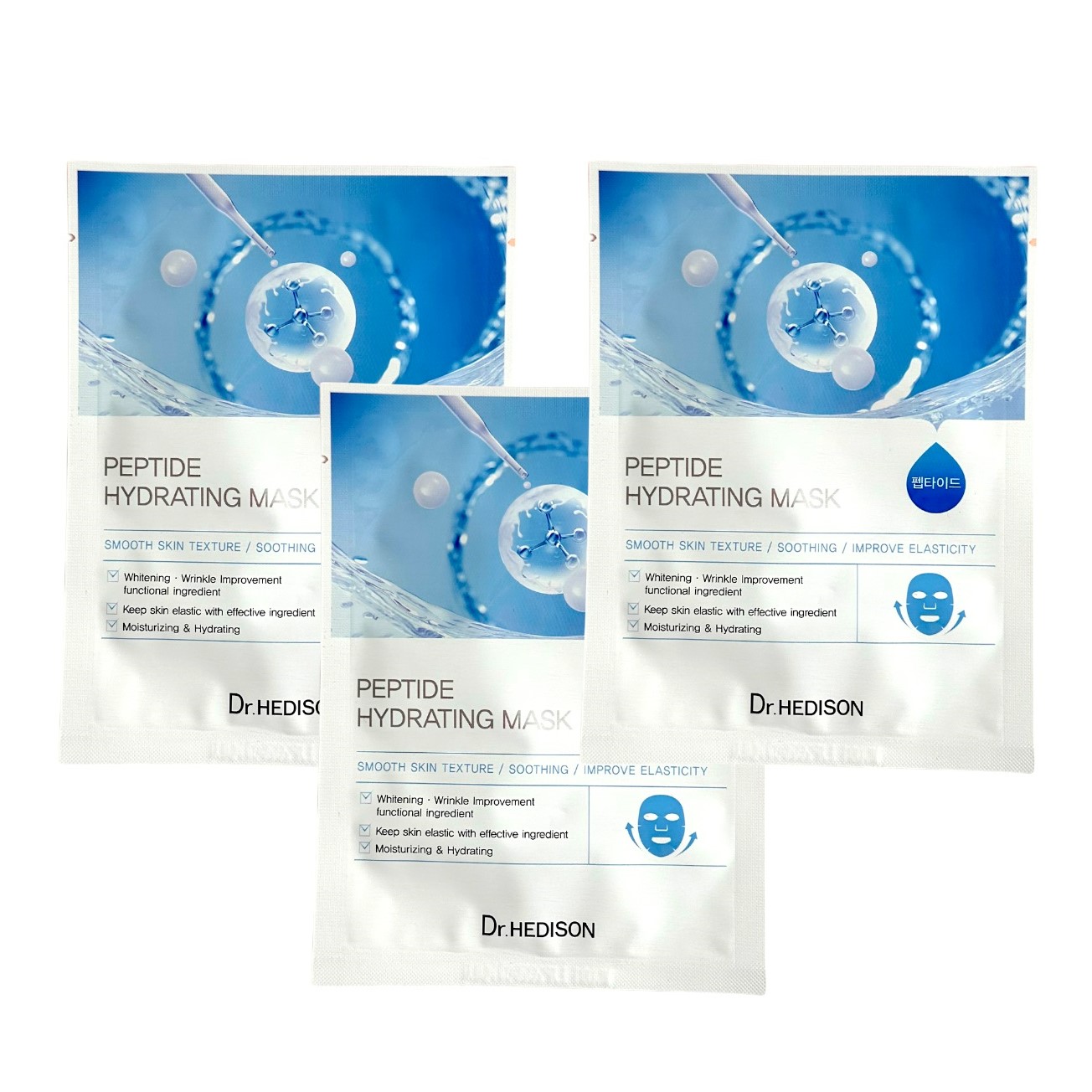Dr.Hedison Peptide nawilżające maski do twarzy z peptydami w płachcie, 3x2,3 g/1 opak.