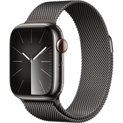 APPLE Watch 9 GPS + Cellular 41mm koperta ze stali nierdzewnej (mocny grafit) + bransoleta mediolańska (mocny grafit)