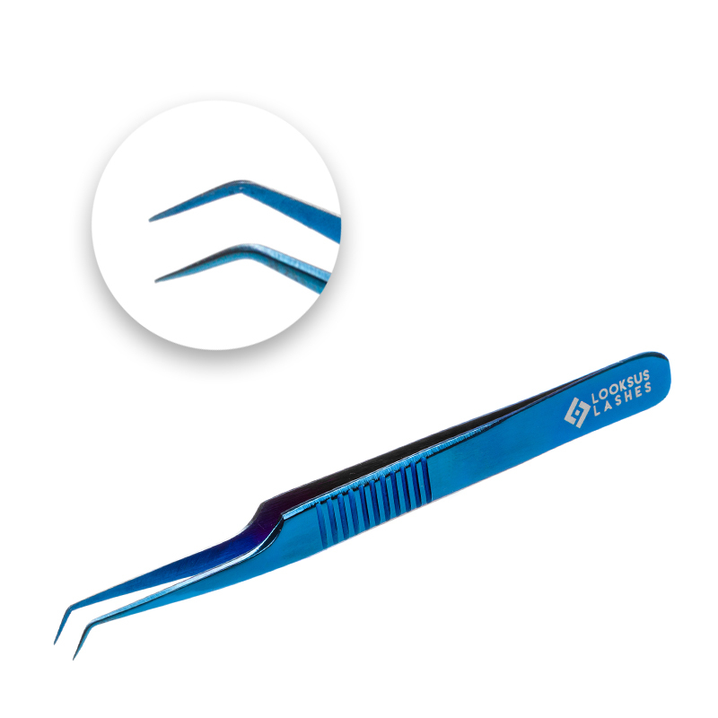 Looksus Lashes Plasma Blue pęseta do przedłużania rzęs 3, 1 opak.