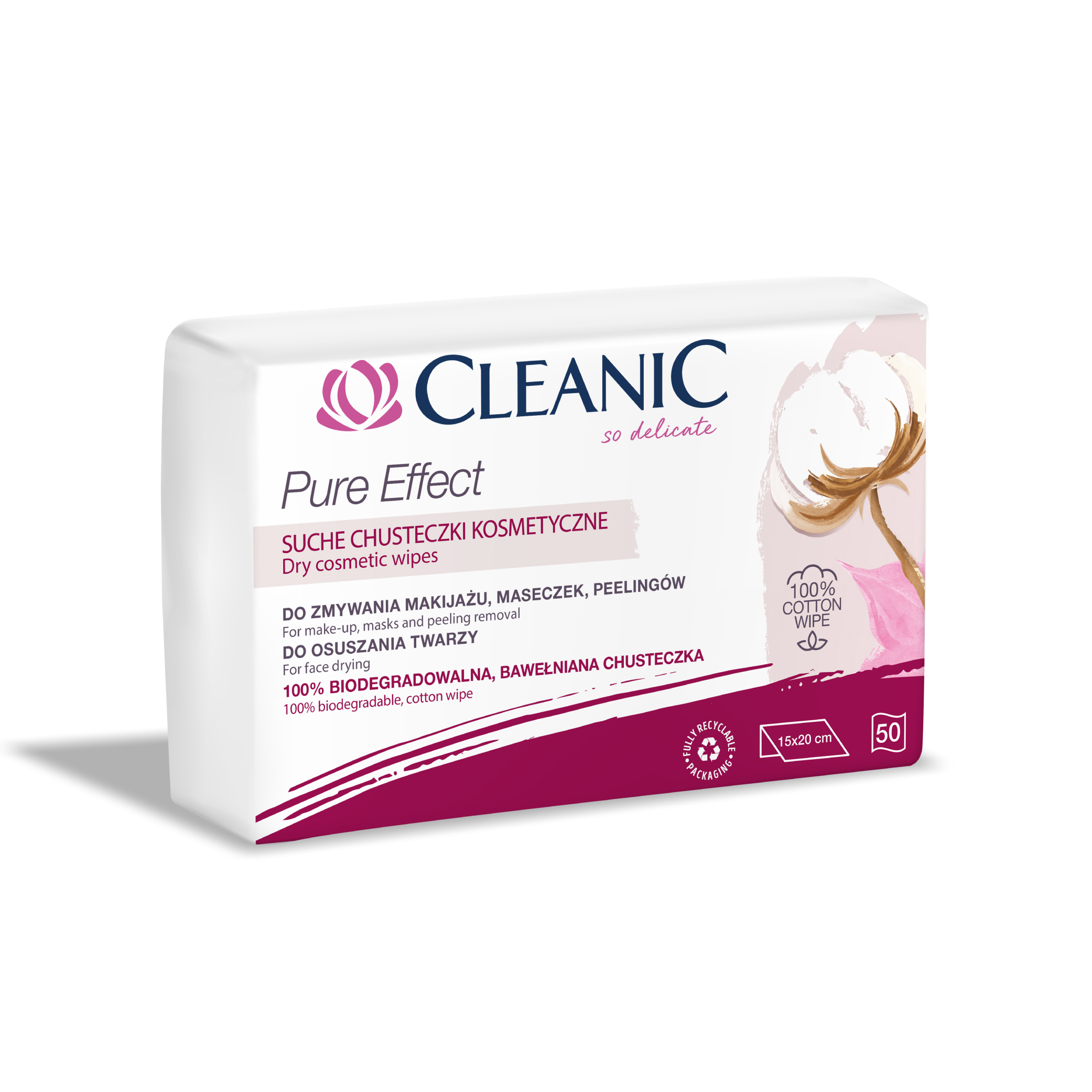 Cleanic Pure Effect suche chusteczki kosmetyczne, 50 szt./1 opak.