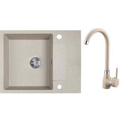 Zlewozmywak jednokomorowy z ociekaczem KUCHINOX Rab SBFA413Y Beżowy 56x44 + bateria