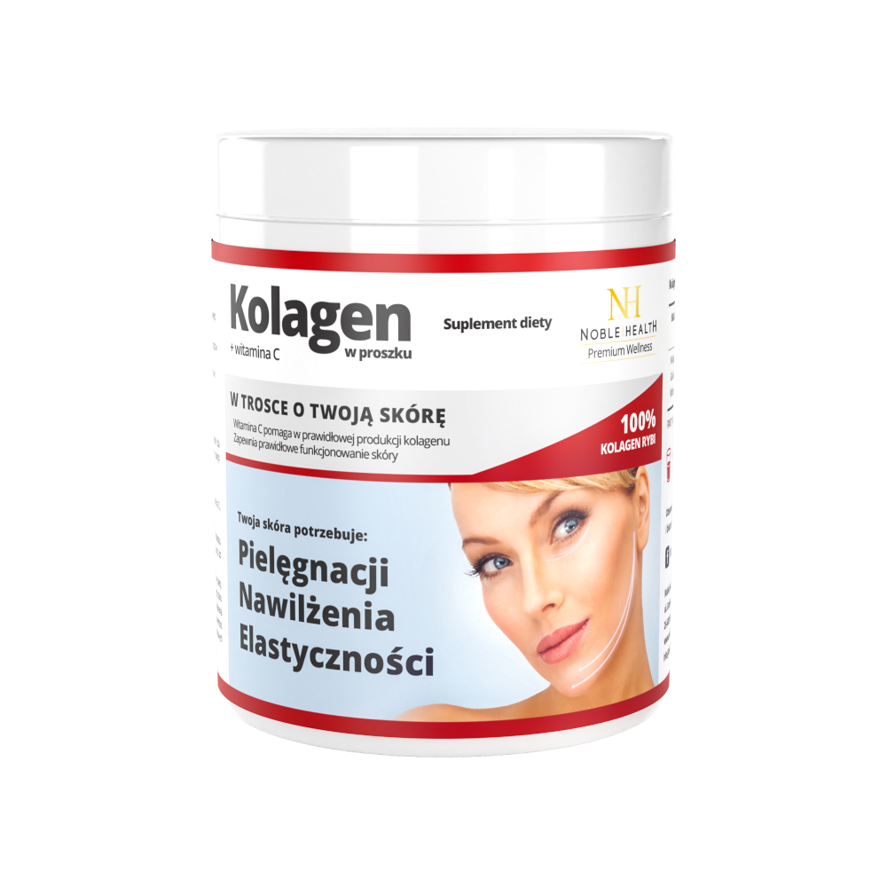 Noble Health suplement diety w formie proszku z kolagenem i witaminą C, 100 g