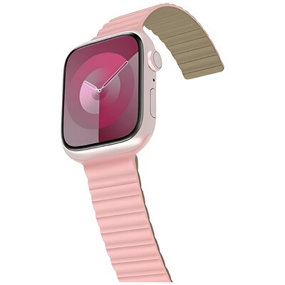 Pasek ARAREE Silicone Link do Apple Watch 2/3/4/5/6/7/8/9/10/SE/SE 2/SE 2022 do koperty 42/44/45/49mm Różowo-zielony
