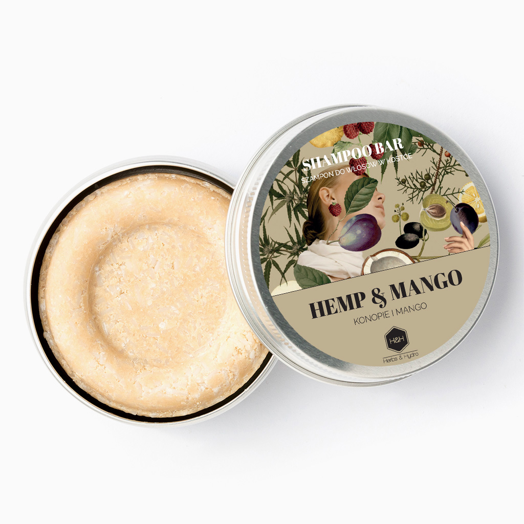 Herbs&Hydro Hemp & Mango szampon do włosów w kostce, 55 g