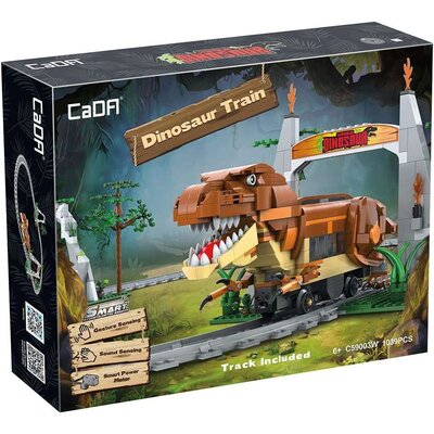 Klocki plastikowe CADA Zestaw torów i lokomotywa dinozaur T-Rex C59003W