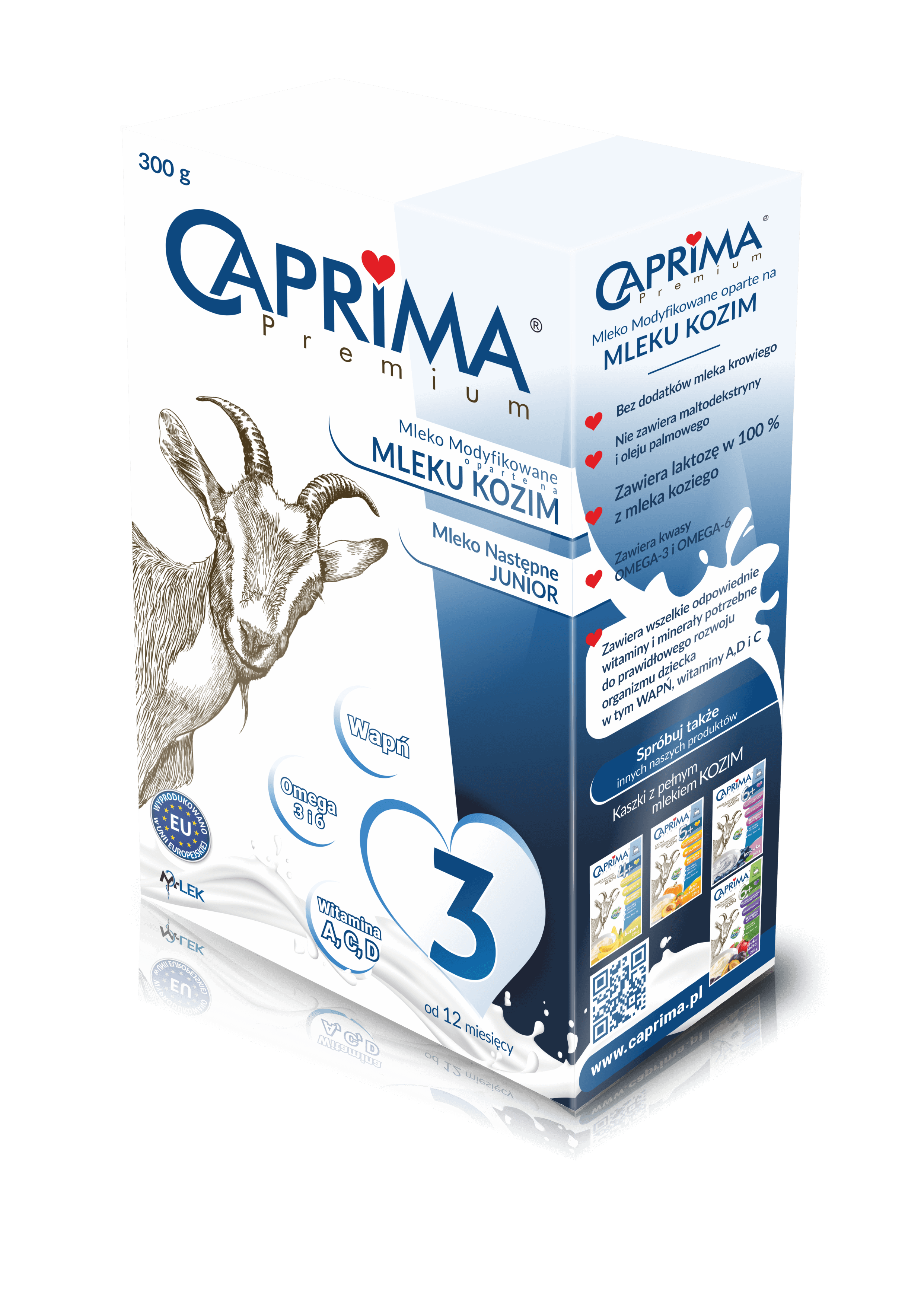 Caprima 3 Premium, mleko w proszku następne Junior oparte na mleku kozim od 12 miesiąca życia, 300 g