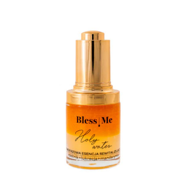 Bless Me Holy Water dwufazowa esencja rewitalizująca Rokitnik + Lukrecja + Mandarynka, 30 ml