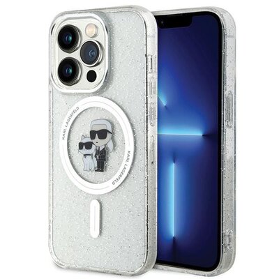 Etui KARL LAGERFELD Karl&Choupette Glitter Magsafe do Apple iPhone 15 Pro Przezroczysty