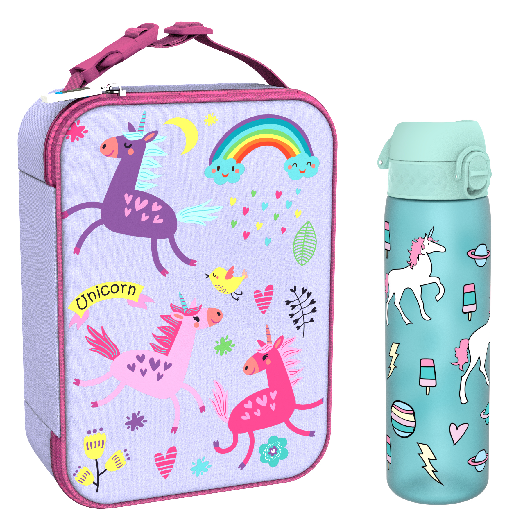 Ion8 zestaw: lunchbag Unicorn, 1 szt. + bidon na wodę, poj. 0,6 l, 1 szt.